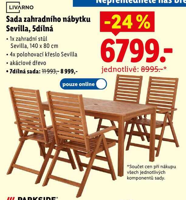 LIVARNO Sada zahradního nábytku Sevilla, 5dílná 