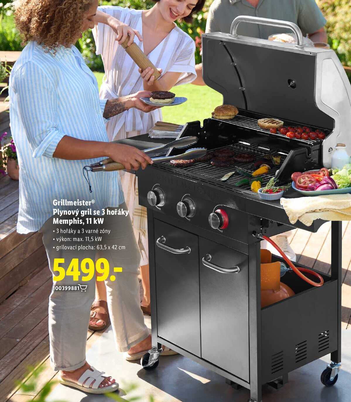 Grillmeister Plynový gril se 3 hořáky Memphis, 11 kW 