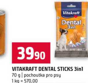 VITAKRAFT DENTAL STICKS 3in1 70 g pochoutka pro psy  
