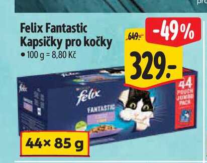 Felix Fantastic Kapsičky pro kočky 44x85 g
