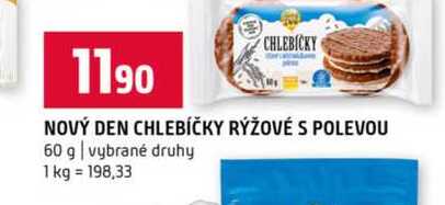 NOVÝ DEN CHLEBÍČKY RÝŽOVÉ S POLEVOU 60 g vybrané druhy 