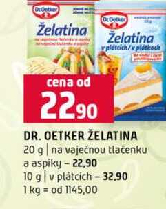 DR. OETKER ŽELATINA 20 g na vaječnou tlačenku a aspiky 10 g v plátcích 