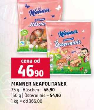 MANNER NEAPOLITANER 75 g Häschen 150 g Österminis 