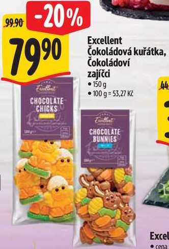 Excellent Čokoládová kuřátka, Čokoládoví zajíčci, 150 g