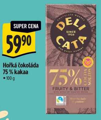 Hořká čokoláda 75% kakaa, 100 g