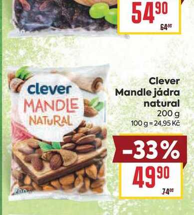 Clever Mandle jádra natural 200 g 