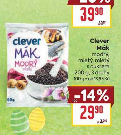 Clever Mák modrý, mletý, mletý s cukrem 200 g