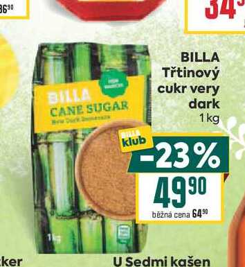 BILLA Třtinový cukr very dark 1 kg