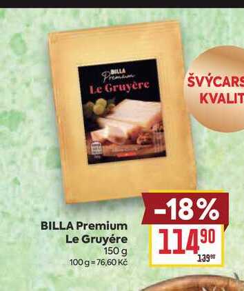 BILLA Premium Le Gruyère 150 g 