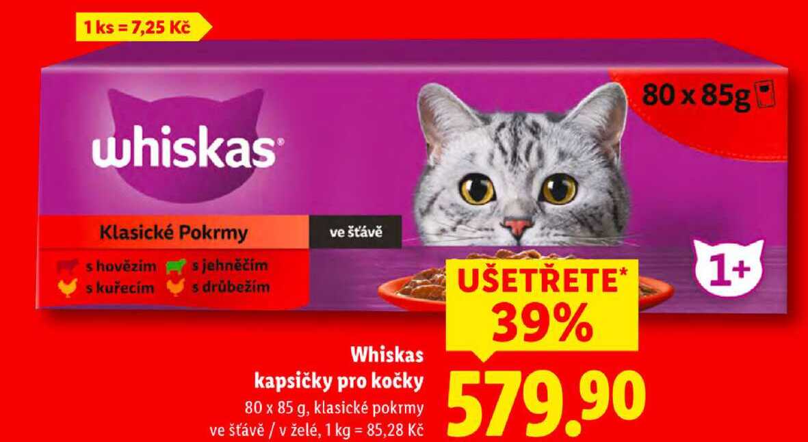 Whiskas kapsičky pro kočky, 80x 85 g