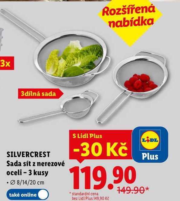 Sada sít z nerezové oceli - 3 kusy