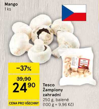 Tesco Žampiony zahradní, 250 g. balené 