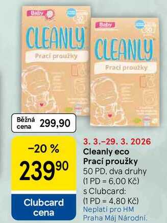 Cleanly eco Prací proužky, 50 PD, dva druhy  