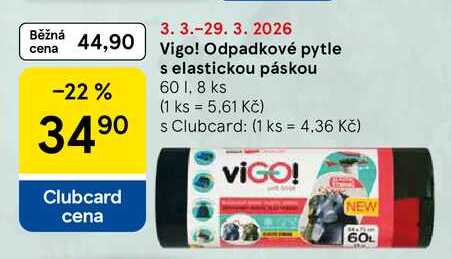 Vigo! Odpadkové pytle s elastickou páskou, 60 l, 8 ks 