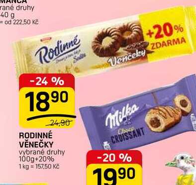 RODINNÉ VĚNEČKY vybrané druhy 100g
