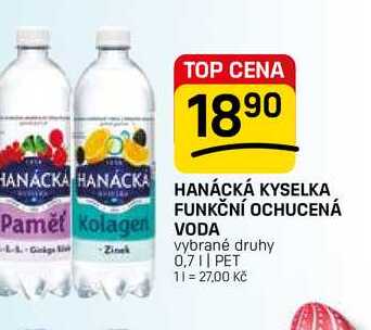 HANÁCKÁ KYSELKA FUNKČNÍ OCHUCENÁ VODA vybrané druhy 0,7l