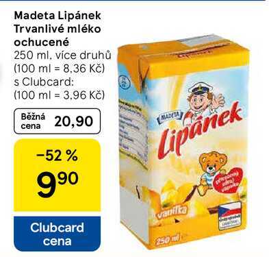 Madeta Lipánek Trvanlivé mléko ochucené, 250 ml, více druhů 