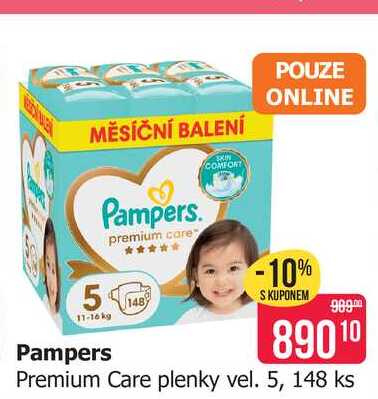 Pampers Premium Care plenky vel. 5, 148 ks 