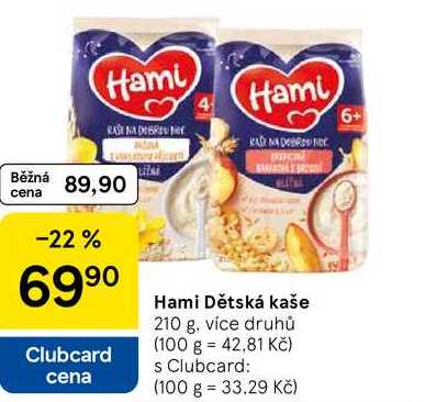 Hami Dětská kaše, 210 g, více druhů 