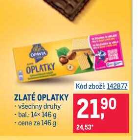 ZLATÉ OPLATKY všechny druhy bal 14x146 g cena za 146 g