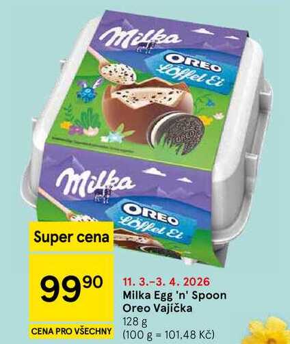 Milka Egg 'n' Spoon Oreo Vajíčka, 128 g 