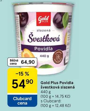 Gold Plus Povidla švestková slazená, 440 g 