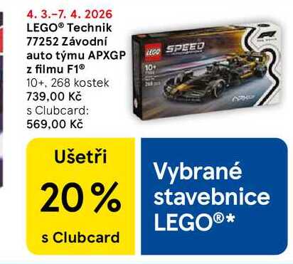 LEGO® Technik 77252 Závodní auto týmu APXGP z filmu F1® 10+, 268 kostek