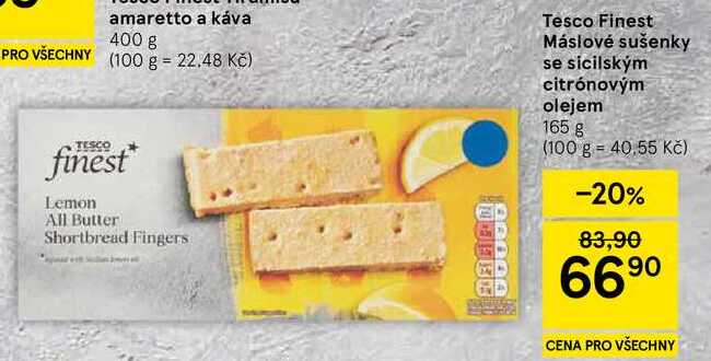 Tesco Finest Máslové sušenky se sicilským citrónovým olejem, 165 g  