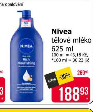 Nivea tělové mléko 625 ml 