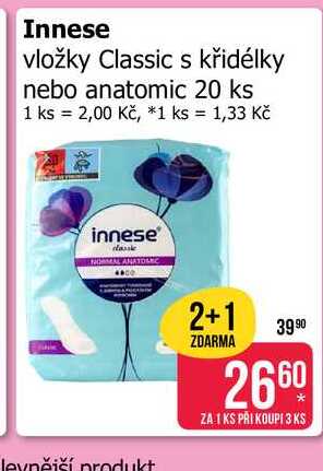 Innese vložky Classic s křidélky nebo anatomic 20 ks 
