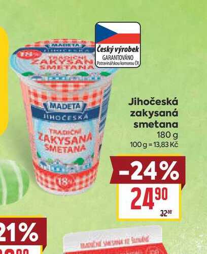 Jihočeská zakysaná smetana 180 g