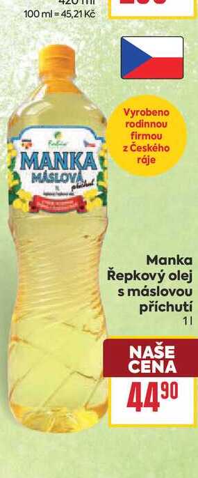 Manka Řepkový olej s máslovou příchutí 1l