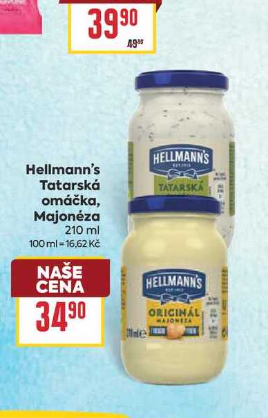 Hellmann's Tatarská omáčka, Majonéza 210 ml 