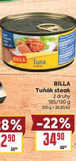 BILLA Tuňák steak185/130 g 