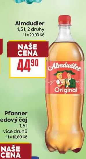 Almdudler Original Pfanner edový čaj 1,5l