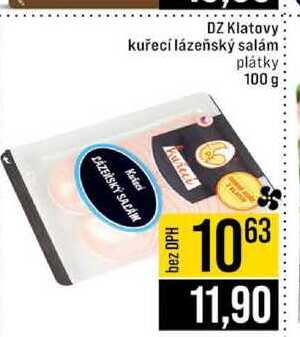 DZ Klatovy kuřecí lázeňský salám plátky 100 g