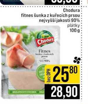 Chodura fitnes šunka z kuřecích prsou nejvyšší jakosti 90% plátky 100 g