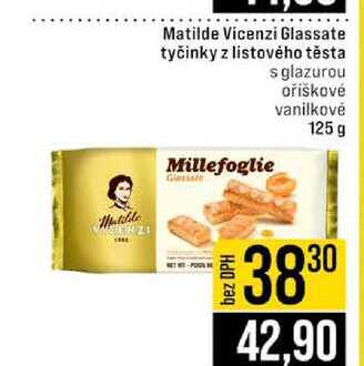 Matilde Vicenzi Glassate tyčinky z listového těsta s glazurou oříškové vanilkové 125 g 