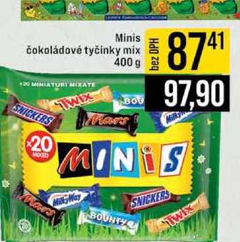 Minis čokoládové tyčinky mix 400 g 