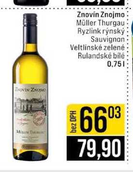 Znovín Znojmo Müller Thurgau Ryzlink rýnský Sauvignon Veltlínské zelené Rulandské bílé 0,75l