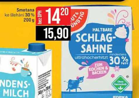 Smetana ke šlehání 30% 200 g 