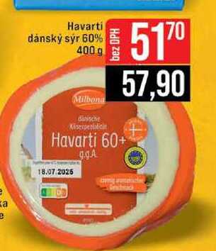 Havarti dánský sýr 60% 400 g
