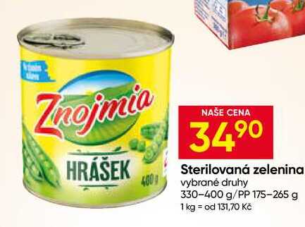 Znojmia Sterilovaná zelenina vybrané druhy 330-400 g/PP 175-265 g