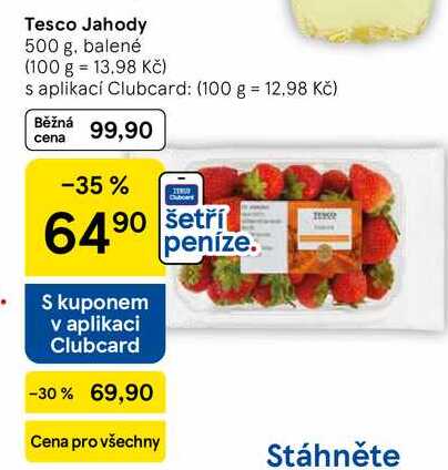 Tesco Jahody, 500 g, balené 