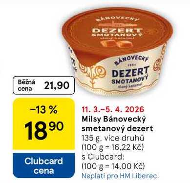 Milsy Bánovecký smetanový dezert, 135 g, více druhů 