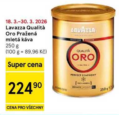 Lavazza Qualità Oro Pražená mletá káva, 250 g