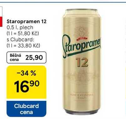 Staropramen 12 plech, 0.5 l