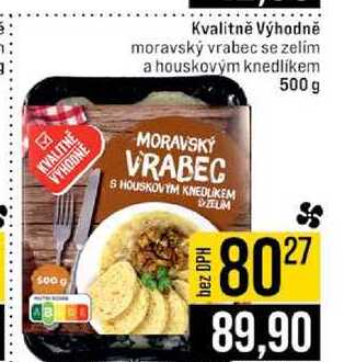 Kvalitně Výhodně moravský vrabec se zelím a houskovým knedlíkem 500 g 