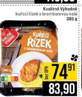 Kvalitně Výhodně kuřecí řízek s bramborovou kaši 380 g