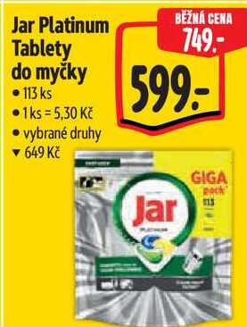 Jar Platinum Tablety do myčky, 113 ks